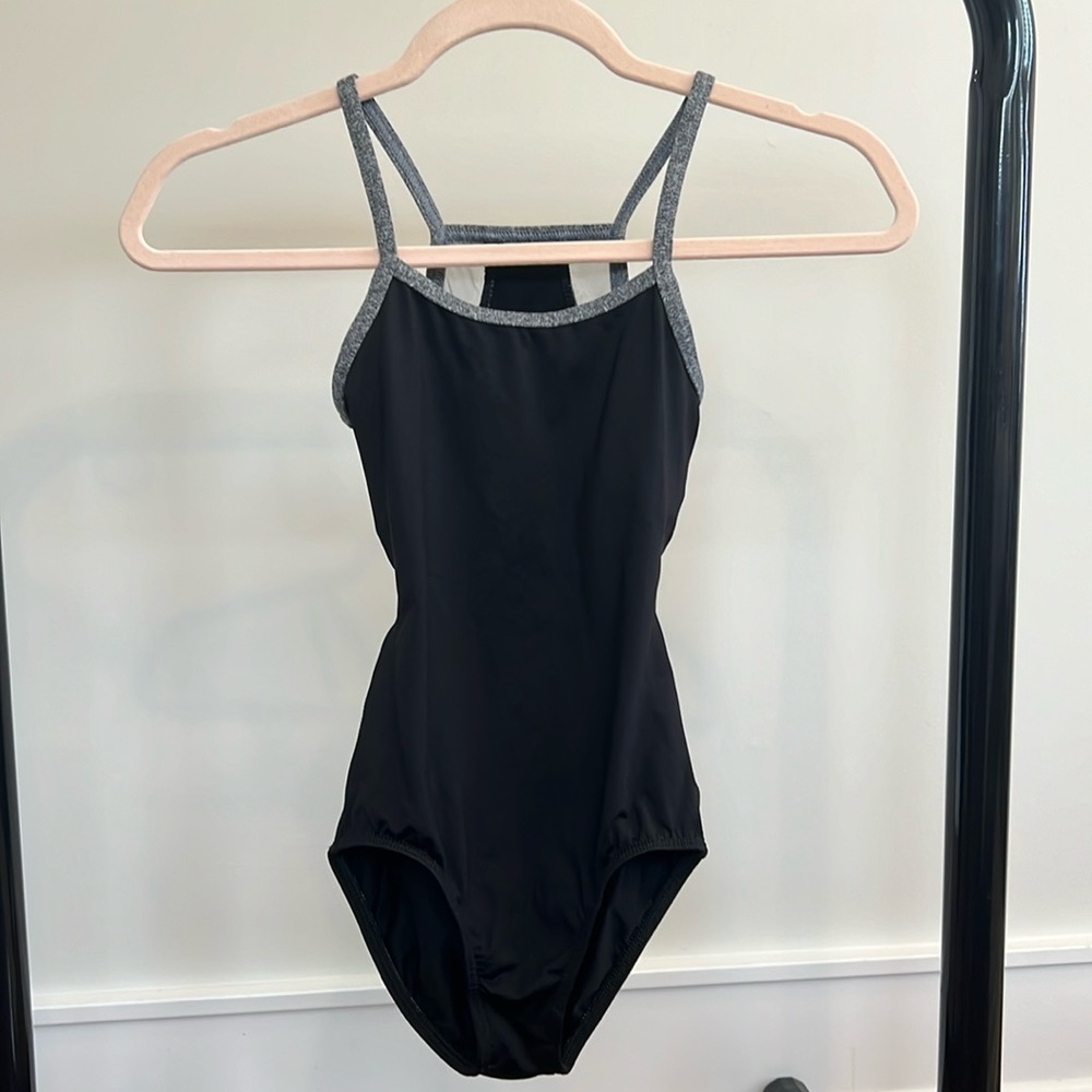 Women’s black/gray/sheer leotard. Size xs. Excellent condition. Brand unknown.